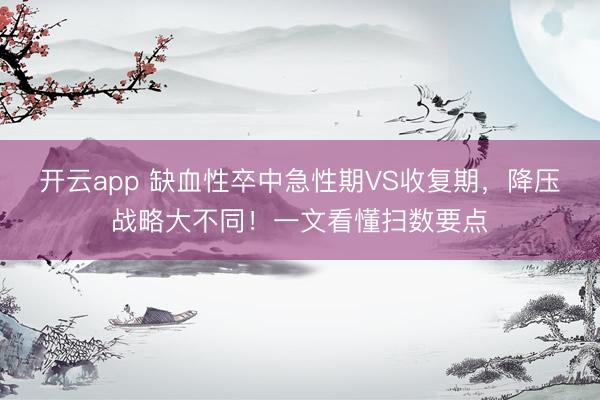 開(kāi)云app 缺血性卒中急性期VS收復(fù)期,降壓戰(zhàn)略大不同!一文看懂掃數(shù)要點(diǎn)